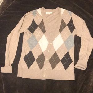 Beige argyle cardigan